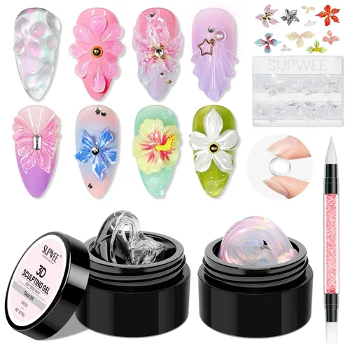 Vista 16 de Gel de uñas sólido Builder, gel duro transparente para esculpir uñas Aqua Clear