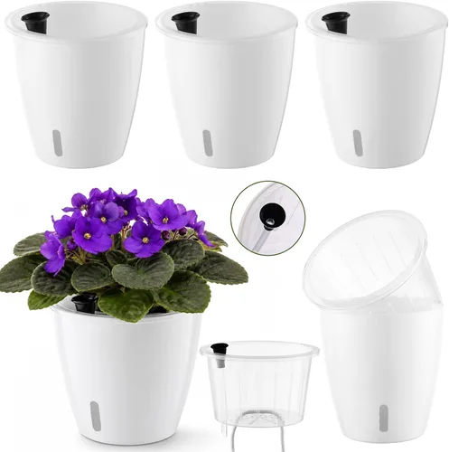 Vista 14 de Macetas transparentes de riego automático para plantas de interior, paquete de 3 macetas de riego automático de 6.7 pulgadas, macetas transparentes