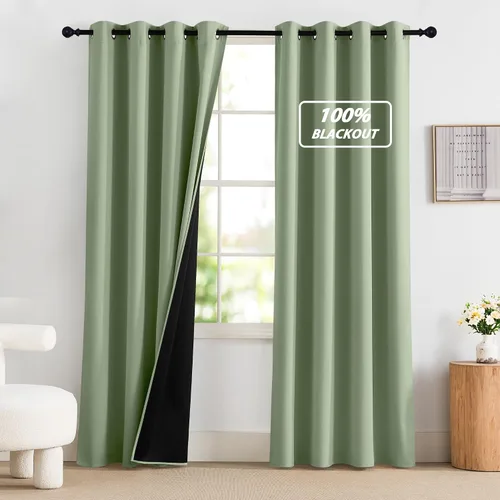 Vista 48 de NICETOWN Cortinas 100% Opacas Cortas de 36 Pulgadas de Largo para Dormitorio, Privacidad Aislamiento Térmico con Ojales Cortinas de Ventana