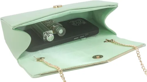 Vista 6 de Bolso de noche para mujer, de cuero vegano, bolso de mano clásico elegante