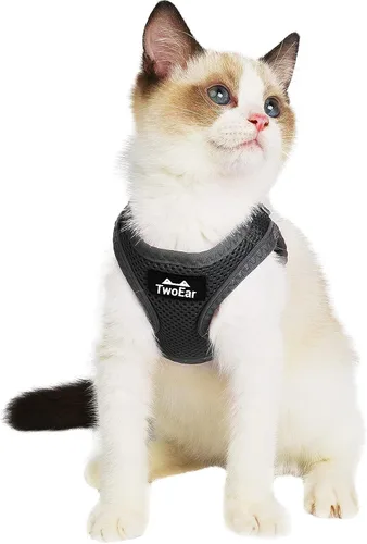Vista 11 de TwoEar Arnés de gato a prueba de escape, suave chaleco ajustable para perro, de malla transpirable, chaqueta reflectante de fácil control para Negro