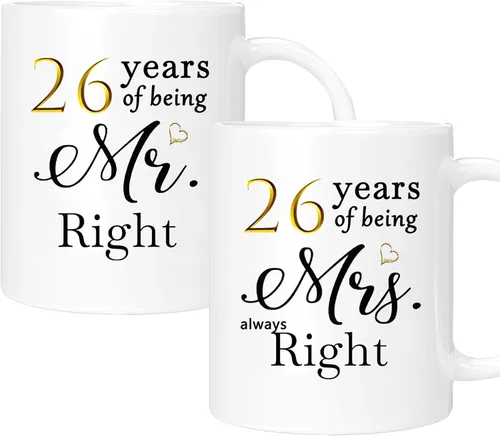 Vista 41 de Juego de 2 tazas de café para el 10º aniversario, regalos de boda para parejas, padres, hombres, mujeres, marido, esposa, él, ella, caja de regalo