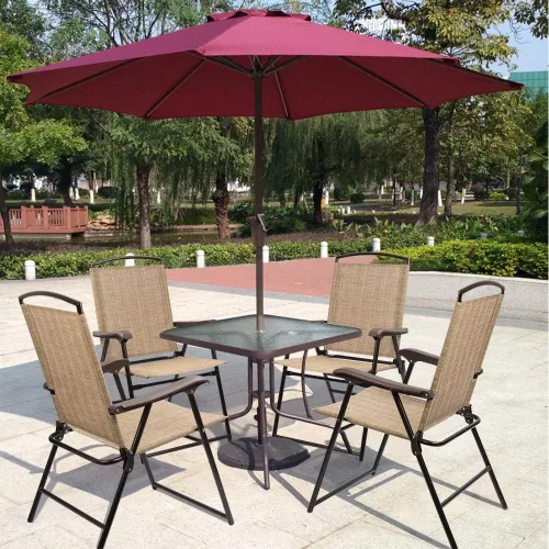 Vista 6 de Devoko Juego de 2 sillas plegables para patio, camping, jardín, piscina, playa, con sillas que ahorran espacio (beige)