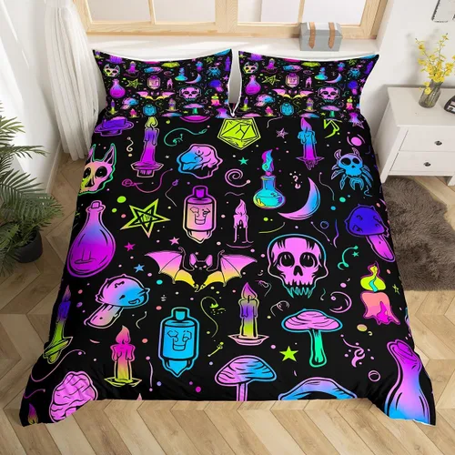 Vista 10 de Juego de ropa de cama con diseño de libélula para mujer, diseño de libélulas color azul y morado, tamaño individual, para niños y niñas, juego