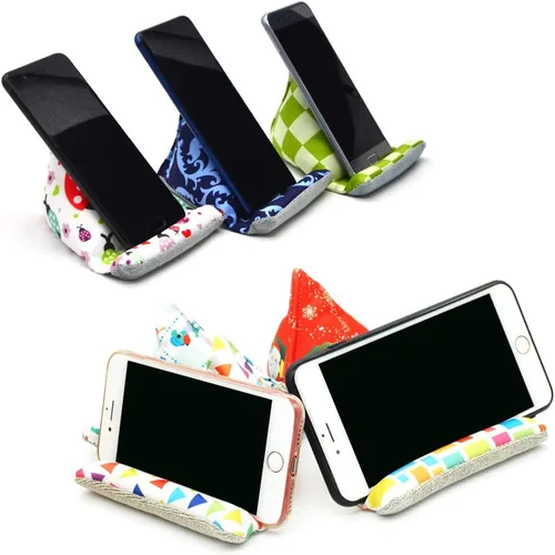 Vista 7 de Soporte de teléfono para escritorio, soporte de almohada para teléfono para iPhone 15 16 Pro, soportes de teléfono de tela hechos a mano tipo bean