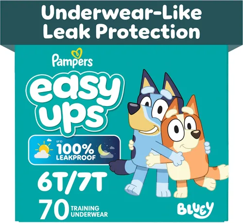 Vista 34 de Easy Ups - Pantalones de entrenamiento para niñas y niños, talla 4 (2T-3T), 25 unidades, ropa interior absorbente Bluey para entrenamiento, hasta un