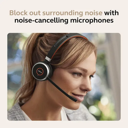 Vista 5 de Jabra Evolve 65 SE - Auriculares inalámbricos mono - Auriculares Bluetooth con micrófono de cancelación de ruido, batería de larga duración