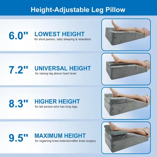 Vista 4 de Almohada extensora de elevación de rodilla para recuperación después de la cirugía, almohada de espuma viscoelástica para piernas para cirugía