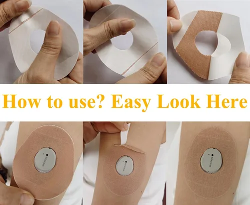 Vista 5 de Dexcom - Parches adhesivos G7, impermeables, paquete de 60 parches Dexcom G7, parches transparentes precortados, cubiertas de cintas para sensores