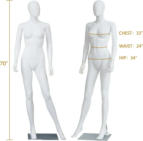 Vista 3 de Maniquí femenino con forma de vestido en exhibición - Maniquí completo ajustable y desmontable de 69 pulgadas, torso de maniquí para costura