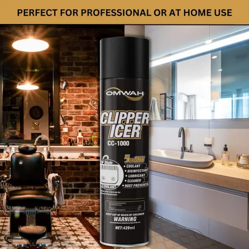 Vista 4 de OMWAH 5 en 1 Clipper Icer Blade Cleaner y lubricante Clipper Clipper Spray 1 paquete (15 oz.)