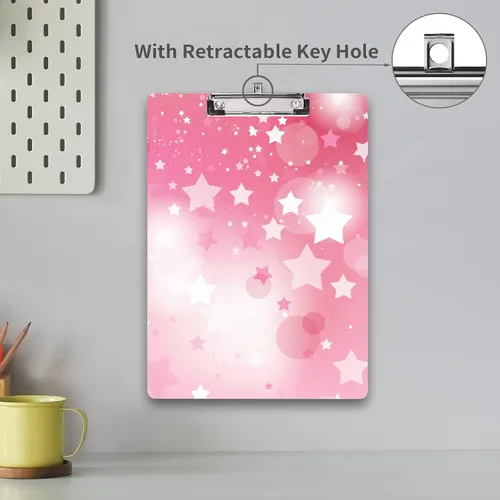 Vista 5 de Portapapeles de moda, portapapeles decorativos con bonito patrón, bloc de palabras de madera de diseño personalizado con clip de metal de perfil