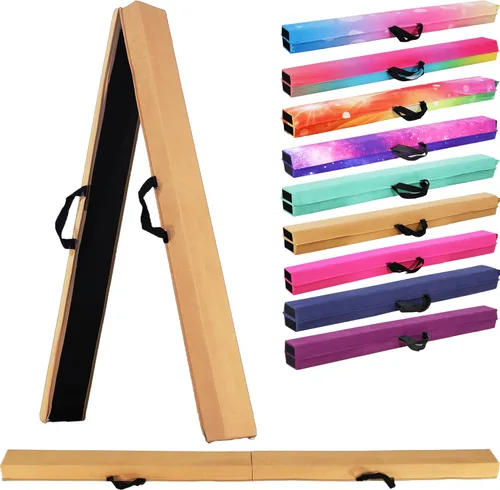 Vista 14 de Viga de equilibrio plegable de 6 pies/9 pies para niños de 3 a 15 años - Viga de suelo de gimnasia plegable, antideslizante, bolsa de transporte