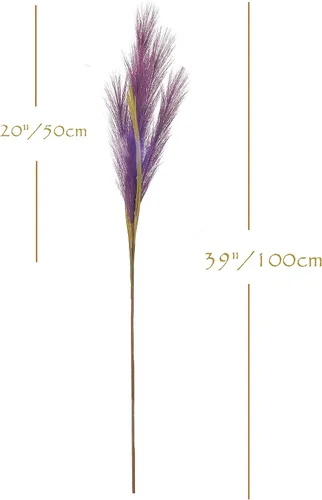 Vista 2 de Hierba artificial de las pampas, 6 piezas de 39 pulgadas de largo de tallo común, fragmitas de caña común, decoración bohemia para habitación Borgoña