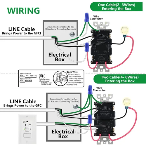 Vista 6 de Wengart Paquete de 2 interruptores de salida GFCI de 15 amperios, interruptor de circuito de falla a tierra de 125 V con interruptor basculante
