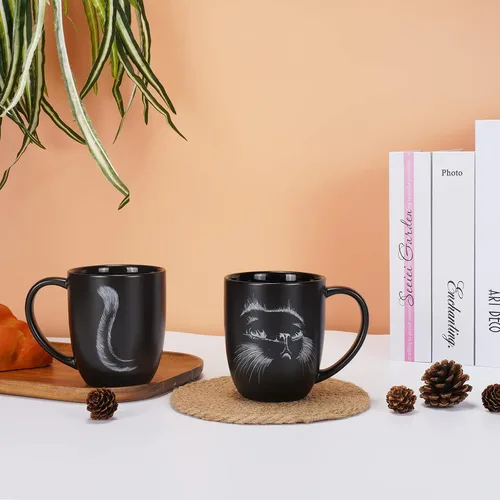 Vista 6 de Taza de café de cerámica con diseño de gato de 14 onzas, regalo para amantes de los gatos, regalos personalizados para inauguración de la casa