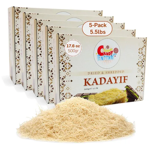 Vista 10 de Kadayif Premium Seco y Triturado 500gr (17.6 oz) para Masa de Repostería de Chocolate de Dubai, Masa de Hojaldre Kurutulmus Kadayif