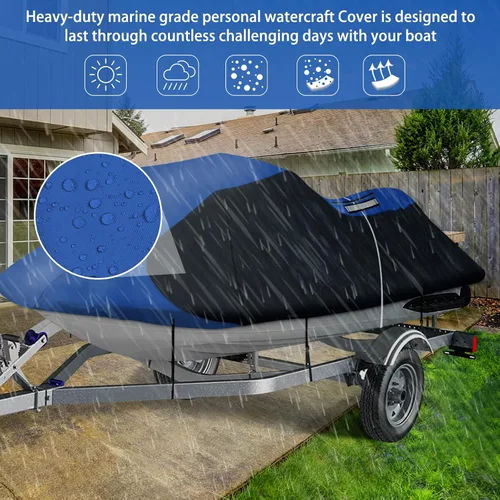 Vista 3 de iCOVER Funda para Jet Ski - Fundas impermeables resistentes transportables para Seadoo Kawasaki Yamaha Wave Runner, se ajusta a modelos de PWC