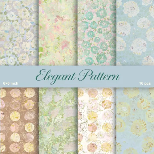 Vista 10 de PRSTINCOL Papel para álbum de recortes, 16 hojas de 6 x 6 pulgadas, suministros de álbum de recortes de estilo de ventana azul, papel de decoupage