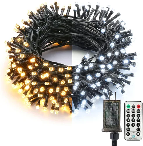 Vista 17 de Brizled Outdoor Christmas Tree Lights, 65.67 ft 200 LED Indoor String Light Blanco cálido y multicolor
