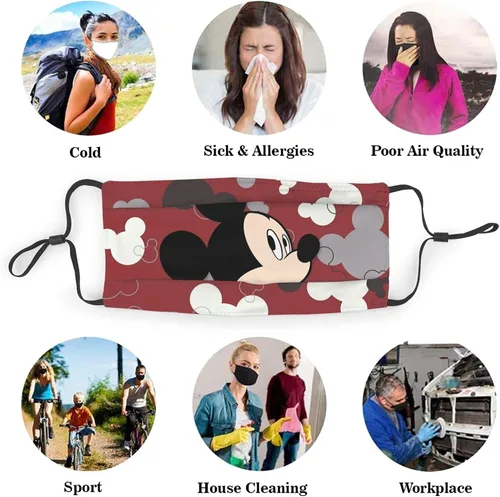Vista 7 de 4 máscaras faciales con 8 filtros lavables para jóvenes, niños, niñas, mujeres y hombres
