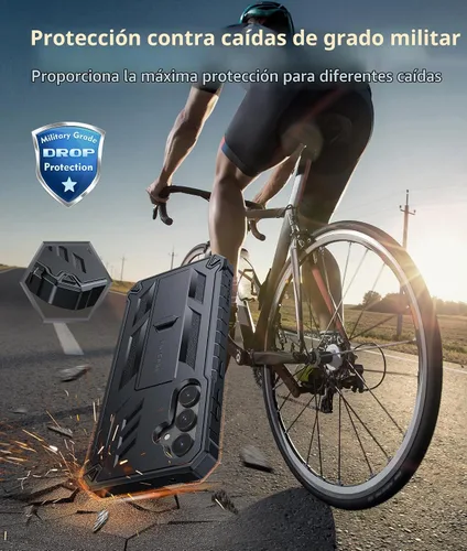Vista 5 de FNTCASE para Samsung Galaxy S23-FE Funda: Funda protectora dura de grado militar con atril Protector de pantalla Funda protectora a prueba