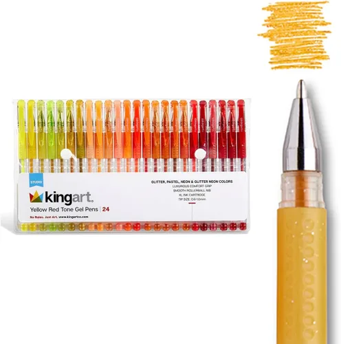 Vista 12 de KINGART Studio - Juego de 24 bolígrafos de gel de tono verde – Agarre suave y cómodo – Punta redonda suave para detalles precisos – 24 tonos verdes