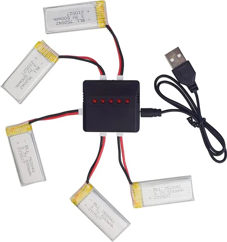 Vista 3 de 5 unidades 3.7 V 500 mAh batería y cargador 5 en 1 para JJRC H31 H37 H6D Hubsan X4 H107C H107D H107L H107P H108 JXD392 JXD388 JXD385 UDI U816A SYMA