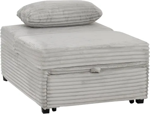 Vista 6 de Powell McCory - Sofá cama extensible tapizado de pana gris claro con almohada