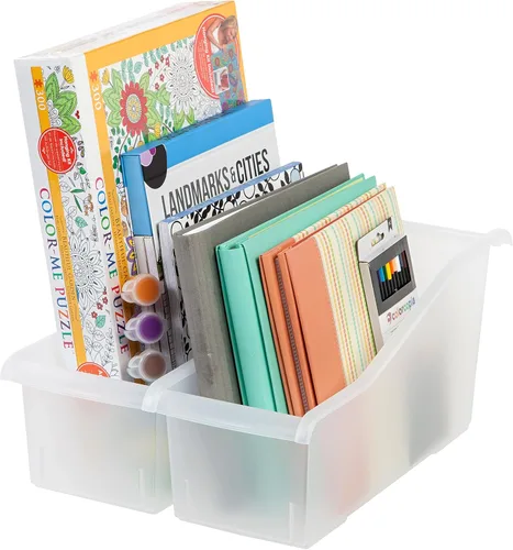Vista 7 de IRIS Contenedor de plástico para libros de Estados Unidos, paquete de 8, caja de contenedor de conexión vertical para oficina, dormitorio, estudio