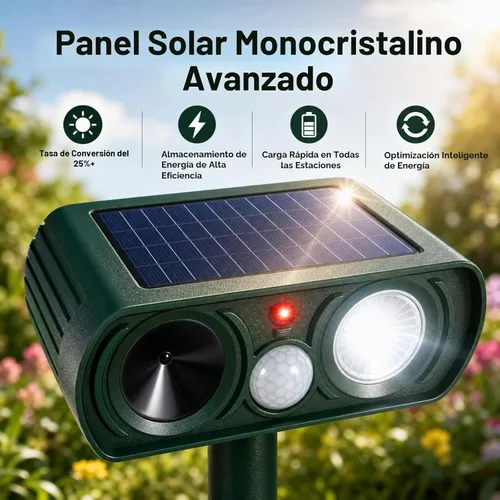 Vista 4 de Repelente de animales ultrasónico solar actualizado 2026 para exteriores, dispositivos repelentes de gatos y ciervos, dispositivos de disuasión