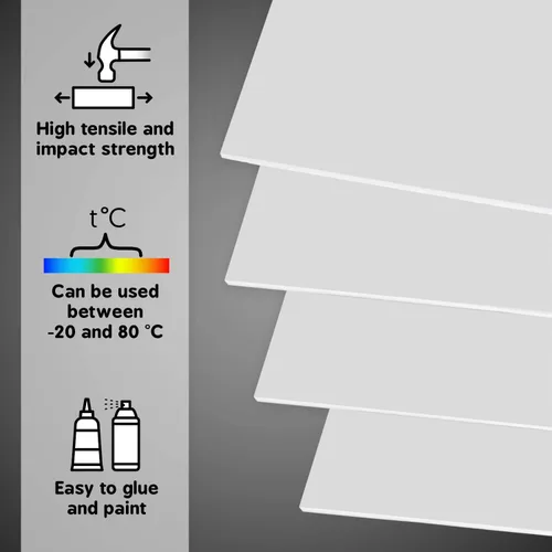 Vista 3 de 2 hojas de plástico ABS blanco de 16 x 12 pulgadas x 1/8 de grosor High Tensile Plastic Boards ABS Boards Panels for Home Decor, Handcraft, Sign