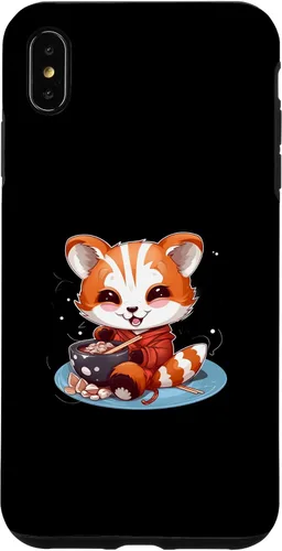 Vista 7 de Funda para iPhone 14 Otaku Anime Red Panda Eat Ramen Fideos Flor de Cerezo