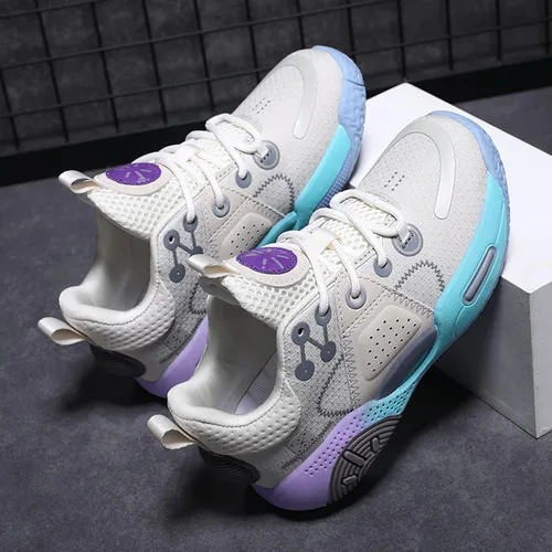 Vista 5 de DeoGinus Zapatos de baloncesto para niños con amortiguación de aire para niñas zapatos de entrenamiento escolar antideslizantes para deportes al