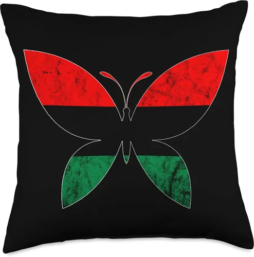 Vista 4 de Pan African Pride Black History Pan African UNIA Flag Black History Afro-American Butterfly Throw Pillow, 16x16, Multicolor