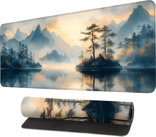 Vista 46 de Alfombrilla de mouse extragrande para juegos con base de goma antideslizante, impermeable para teclado, mouse y oficina, perfecta para jugadores