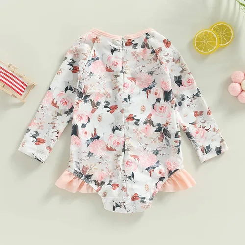 Vista 31 de MERSARIPHY Traje de baño de una pieza para niña pequeña, traje de baño de manga larga, traje de baño para niñas