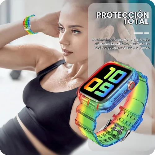 Vista 6 de DABAOZA Compatible con correa transparente de Apple Watch de 1.614 in Arcoíris
