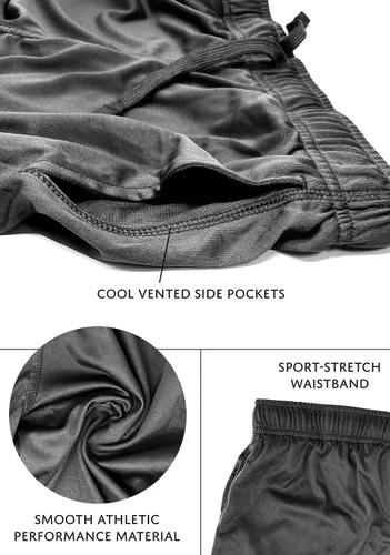 Vista 9 de Andrew Scott Pantalones cortos deportivos de baloncesto para niños con rendimiento activo y estilo de malla, varios paquetes
