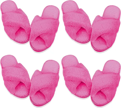Vista 12 de Newcotte 4 pares de pantuflas peludas de dama de honor con punta abierta Negro