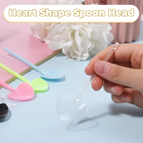 Vista 5 de VEIREN 100 cucharas de plástico desechables en forma de corazón envueltas individualmente, degustación de muestras para servir postre para pasteles