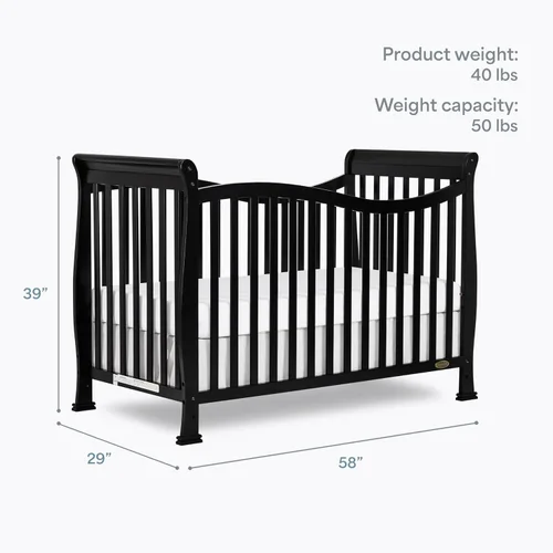 Vista 3 de Cuna convertible en cama Dream On Me Violet, 7 en 1, Cuna, paquete de de 1, Negro
