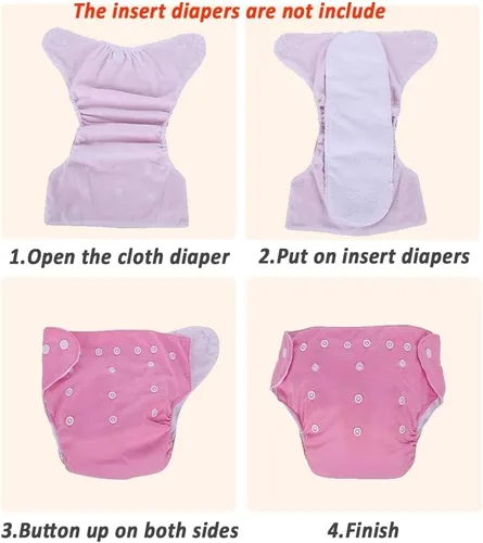 Vista 4 de Pañales de tela reutilizables lavables para bebés, 7 unidades, 7 piezas pañales