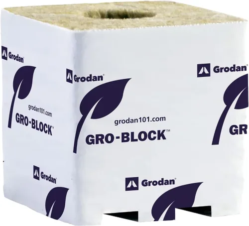 Vista 2 de Grodan Rockwool Delta GRO Bloques Cubo de 4 pulgadas - Paquete de 6 + Tabla de canarios gemelos