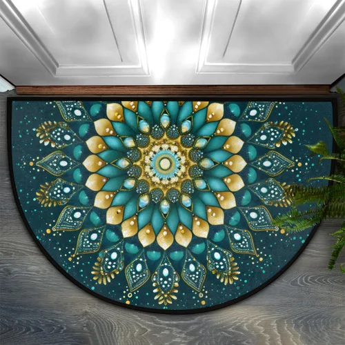 Vista 29 de Felpudo Semicircular de Animales Libélula Boho Lavable Tapete Semicírculo Antideslizante Absorbente Alfombras de Media Luna para Entrada