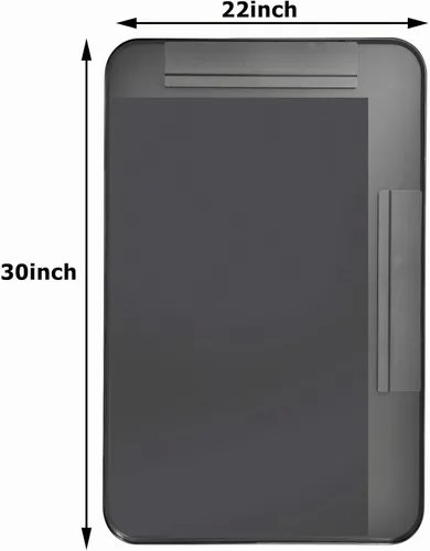 Vista 2 de Espejo de baño negro de 30"x22" - Espejo moderno para pared con esquinas redondeadas, espejos de baño para tocador, espejo enmarcado de aleación