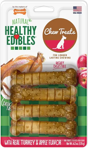 Vista 11 de Nylabone Healthy Edibles Natural Dog Chews - Golosinas masticables de larga duración con sabor a tocino para perros, pequeños/regulares (1 unidad)