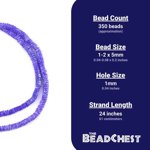 Vista 4 de The Bead Chest Cuentas Heishi de concha en rodajas púrpura uva (0.197 in)