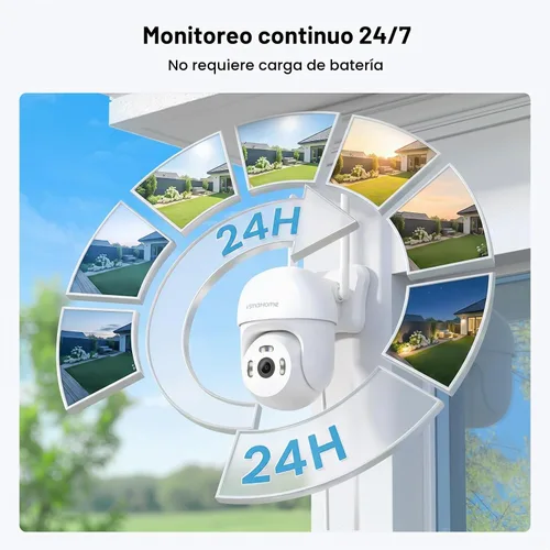 Vista 2 de Cámara de seguridad para exteriores de 4 MP, cámara WiFi de 2.5 K para sistema de seguridad del hogar, cámara exterior con cable enchufable Blanco-2