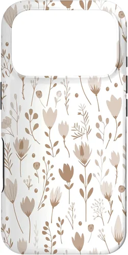 Vista 30 de Floral Flowers Wildflowers Garden Botanical Love Beige White Case for iPhone 16